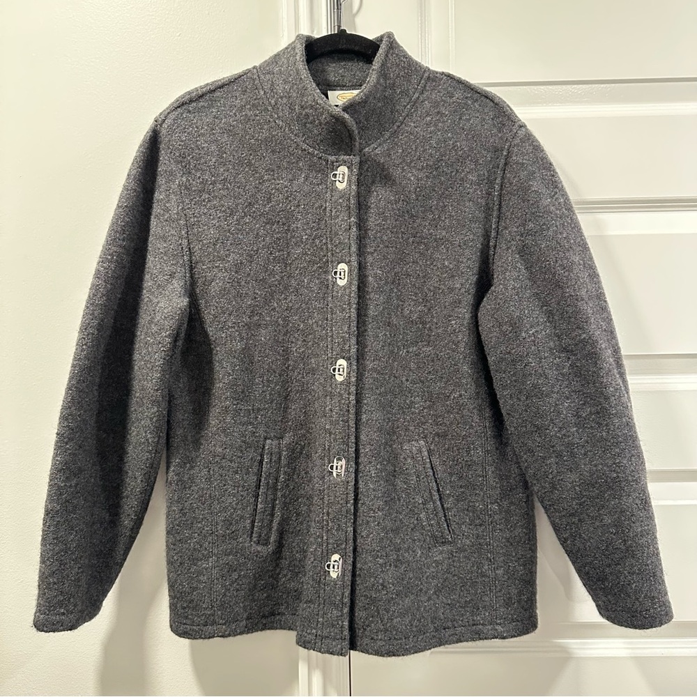 Talbots Charcoal 100% Wool Coat Size L